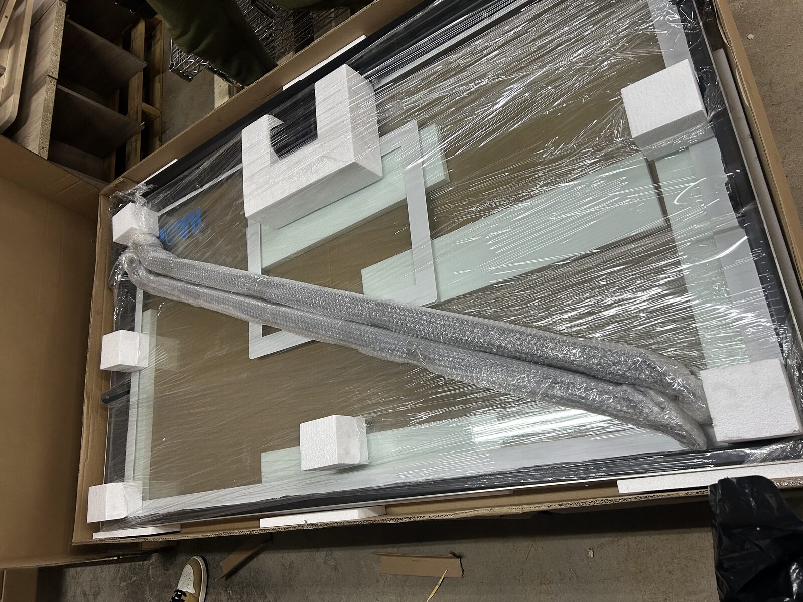 Tempered glass basketball backboard packaged for delivery